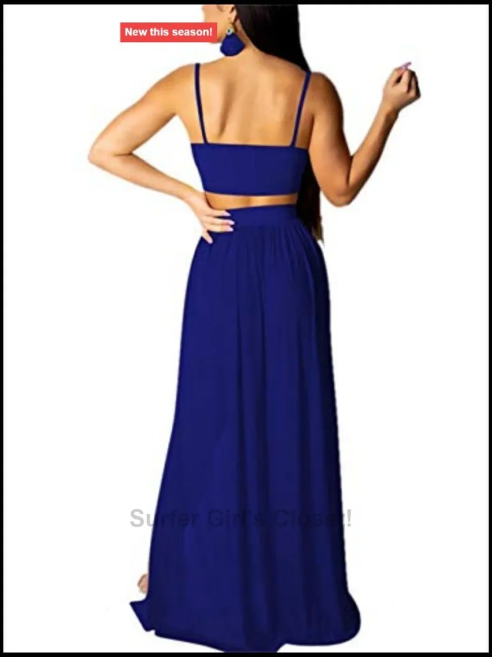 Women's 2 Piece Chiffon Crop Top & Maxi Beach Party Dress Set